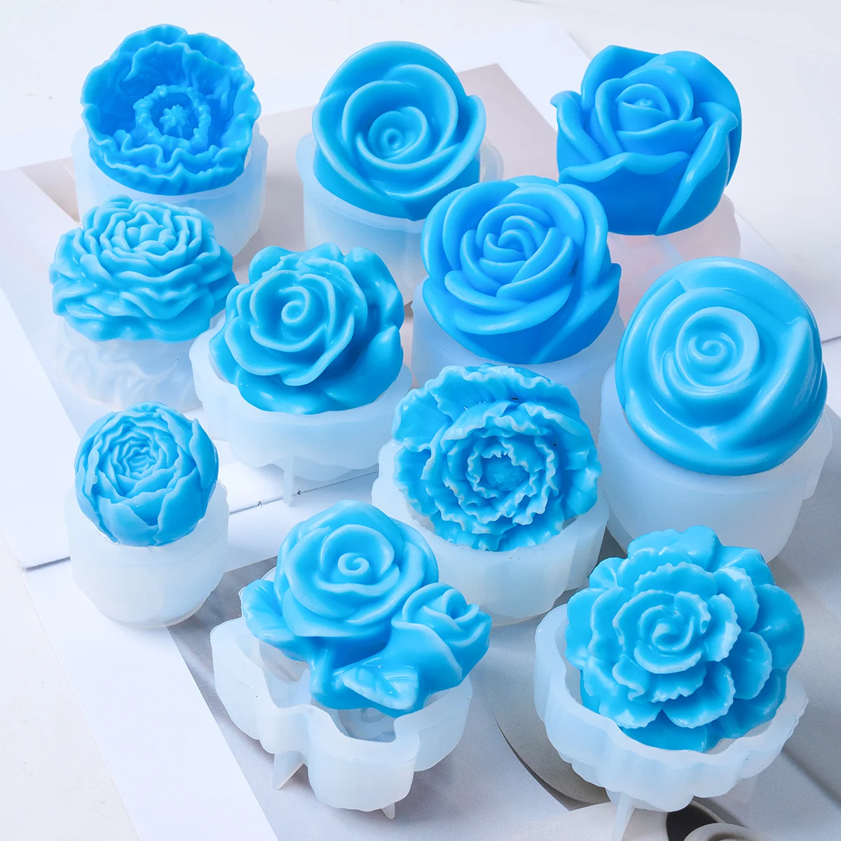 3D Full Series Flower Silicone Candle Mold Handmade Soap Plaster Resin DIY Chocolate Baking Making Molds Home Decor Craft Gifts