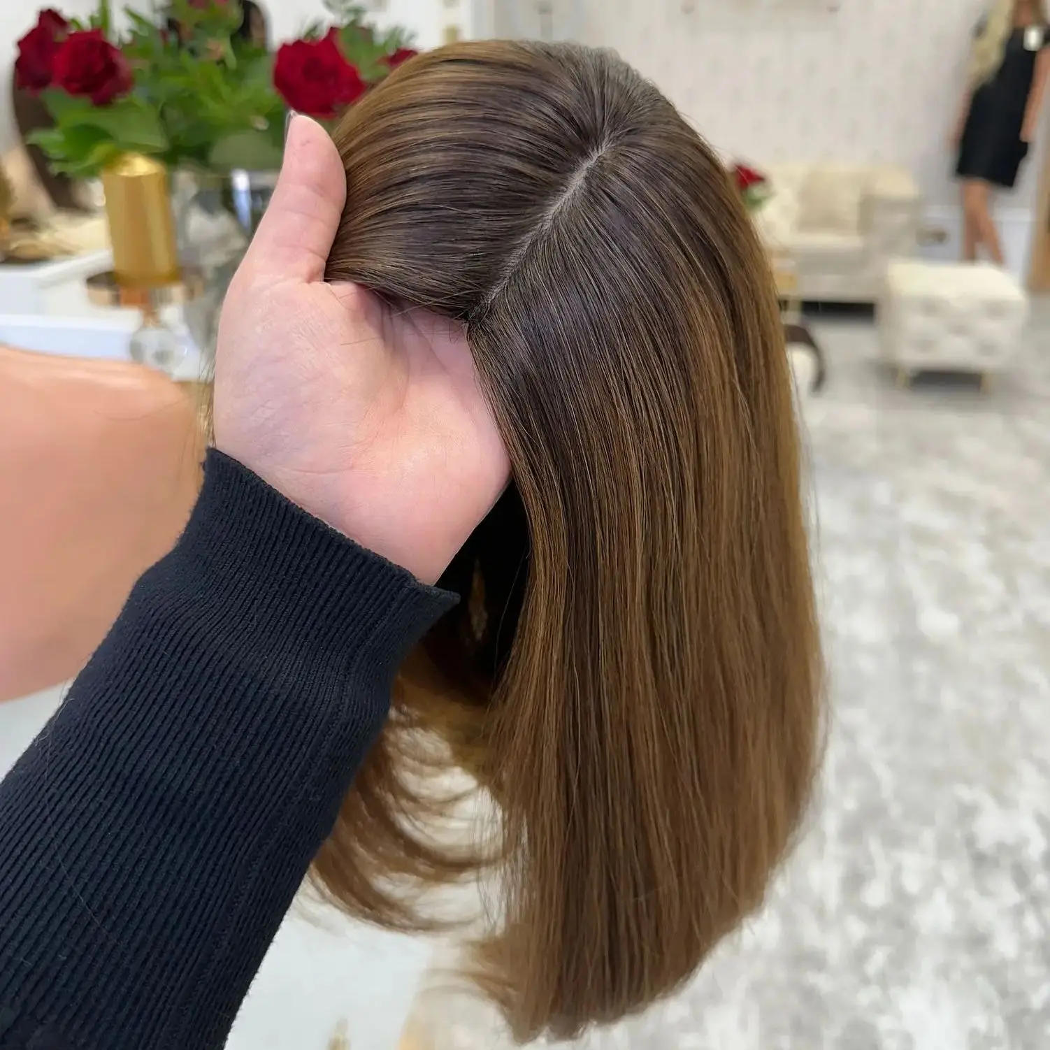 Natural Straight Wigs Bob Short Ombre Chocolate Brown Soft 12 Inches High Quality Heat Resistant Fiber Wigs Original Factory Wig