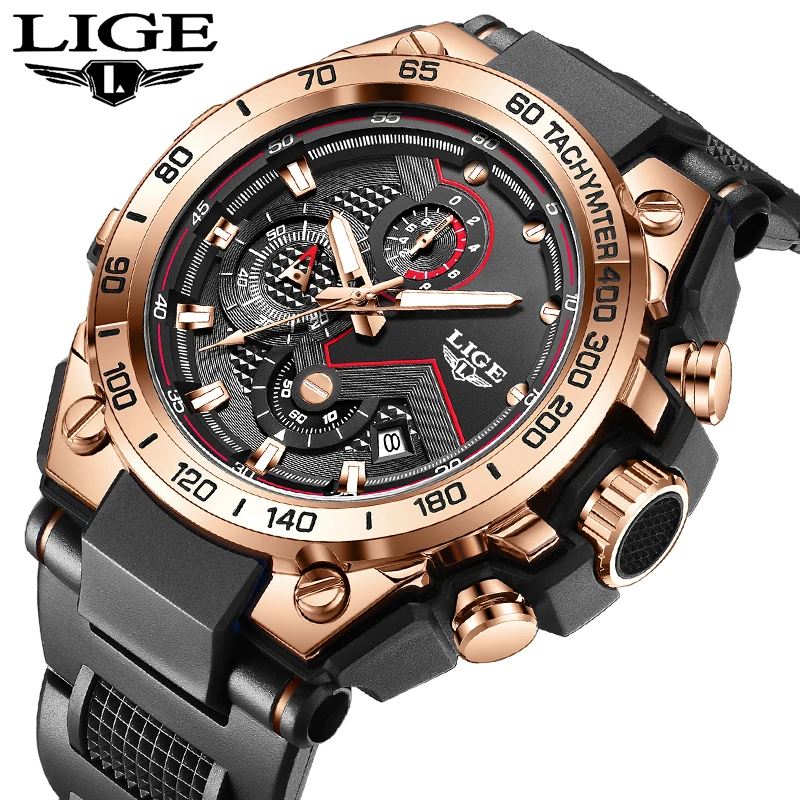 

LIGE Luxury Watches Men Fashion Sports Military Mens Watch Waterproof Chronograph Quartz Wristwatches Reloj Hombre reloj hommes