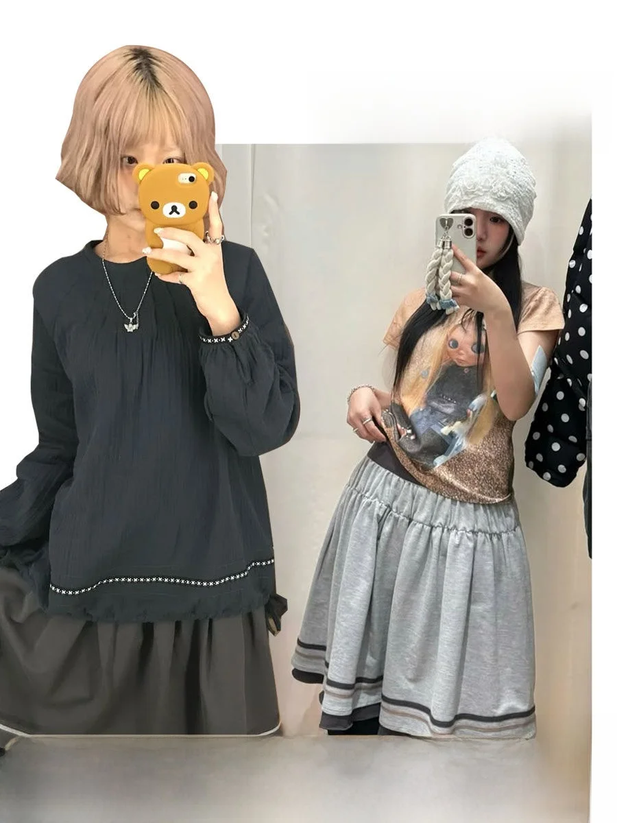 

Hanna Coyseio Blythe Collaborative Folded A-Line Skirt Women's Loose Fit mid Waist Zipper Side Other Material 100%