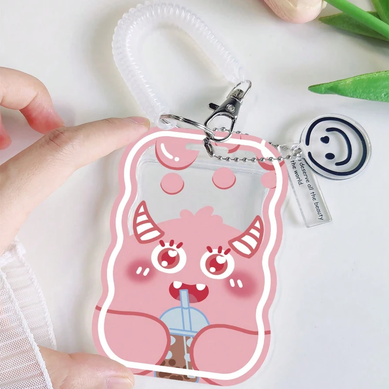 Transparent Card Sleeve with Lanyard Suitable for Student Bus/Meal Card Protection Case Kpop Photocard Holder Pendant Keychain