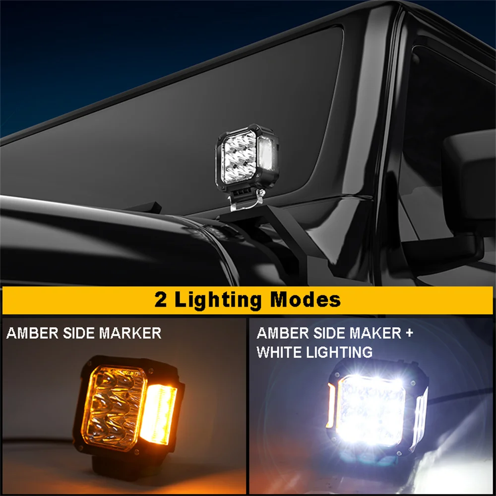 

2 шт. светодиодные рабочие фары 12 В 24 В для Jeep Offroad Truck 4x4 SUV ATV Lada Spotlight Янтарный DRL Противотуманные фары автомобильный вспомогательный свет