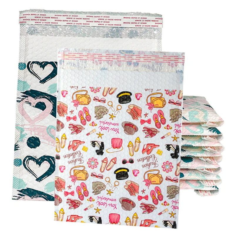 Bubble Mailer Waterproof Padded Envelope Heart Pattern Fashion Cushioned Foam Protective Shipping Bag For Mailing
