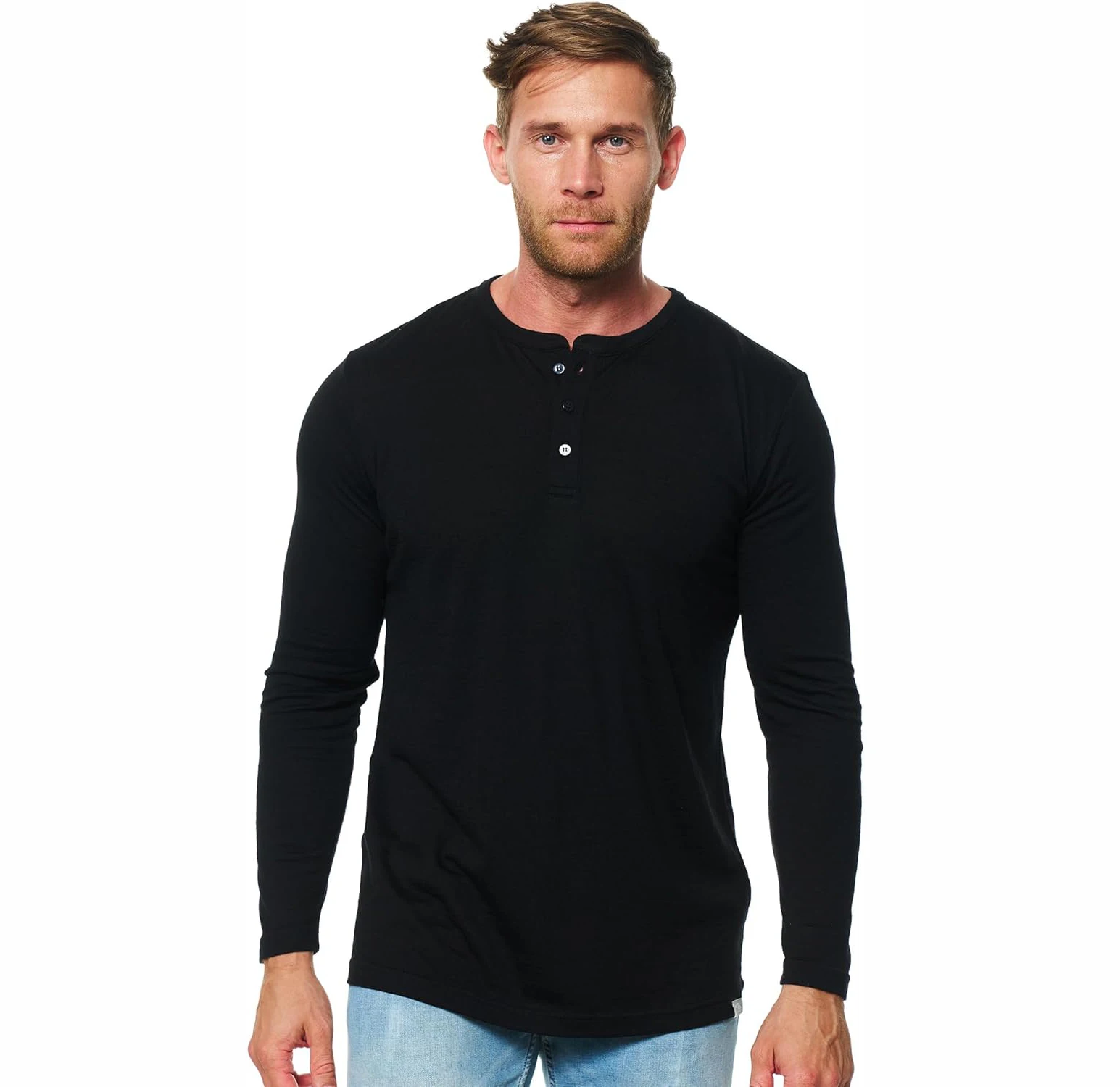 Men's Merino Wool Base Layer Top 100% Merino Wool Henry Collar Shirts Thermal Underwear Long Sleeve T-Shirt for Hiking Hunting