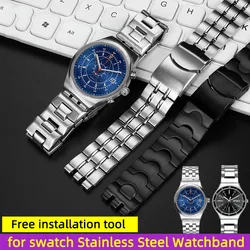 Watch Accessories for Swatch YCS YAS YGS Silver Black  Solid Stainless Steel Watchband  Men's /Women's Metal 17MM  19MM 21MM