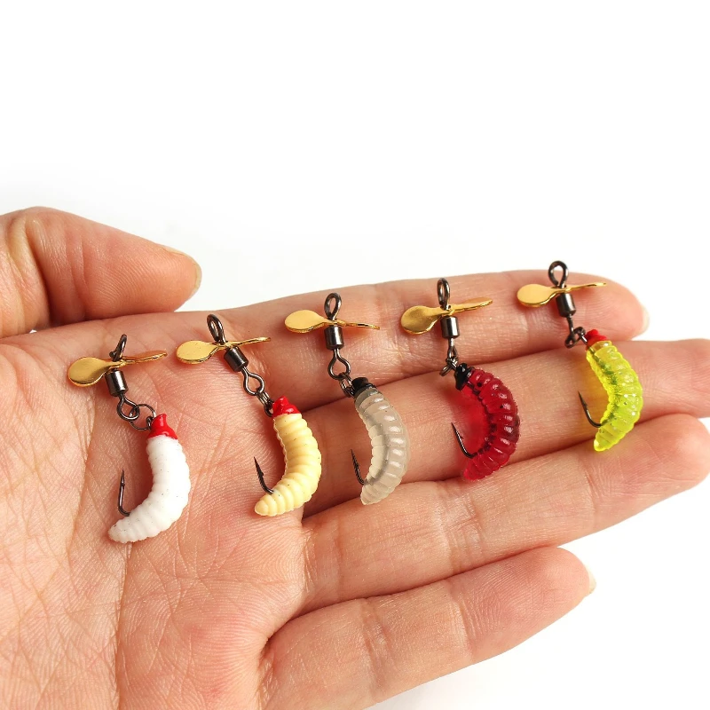 1PCS Propeller Worm Fishing Lure Spinner Spinning Bait Rotating Blade Sequin Bionic Fish Lure
