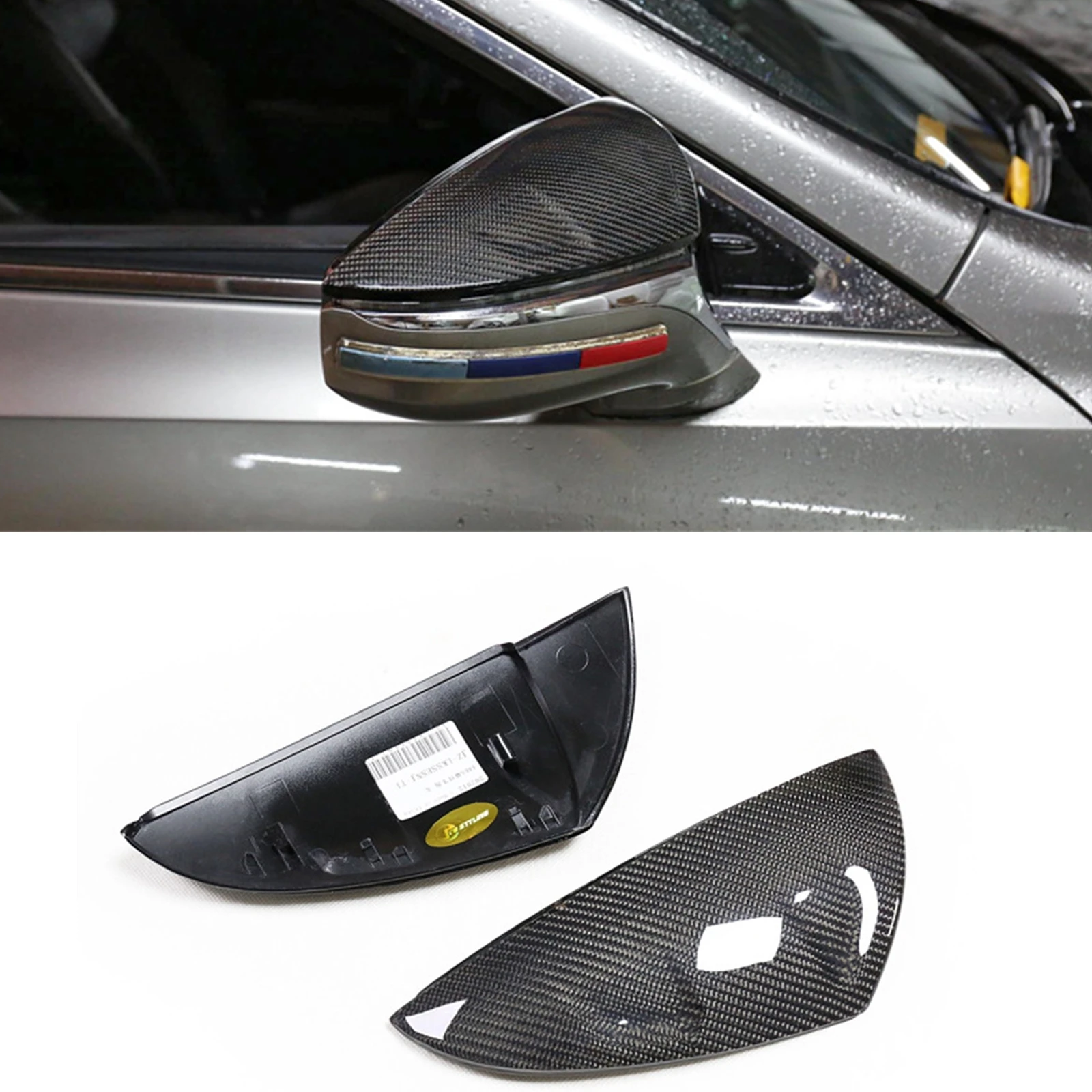 

For Lexus ES IS IS300 IS350 LS LC UX RC 2015-2023 Mirror Cover Carbon Fiber Exterior Rear View Cap Replacement Clip On /Add On