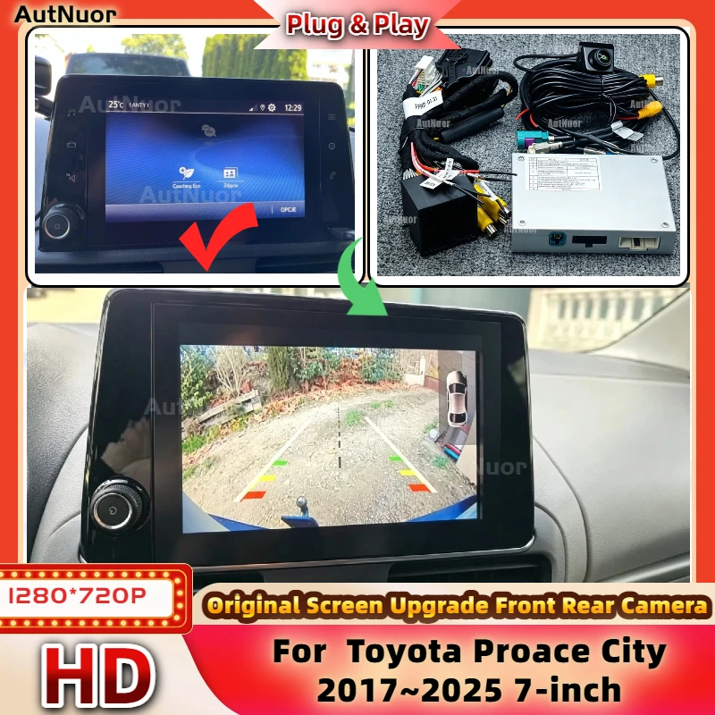 Für Toyota Proace City 2017~2025 7-Zoll Front- und Rückfahrkamera mit Dynamischer Trajektorie Plug&Play Rückfahrkamera-Schnittstelle