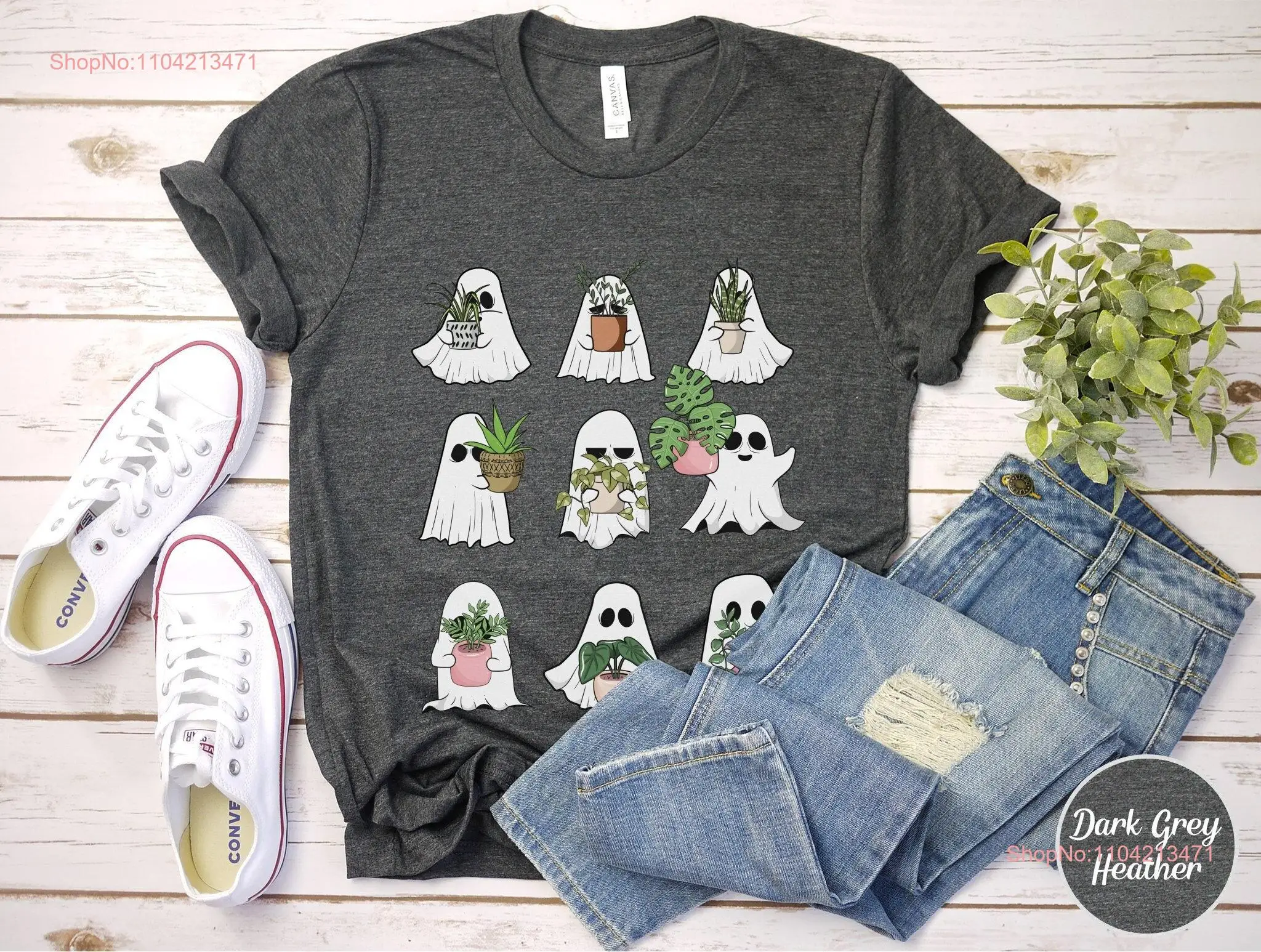 Ghosts With Plants Lady Halloween Party T Shirt Plant Lover Women Retro Gardener Spooky Season Growing Flowers s