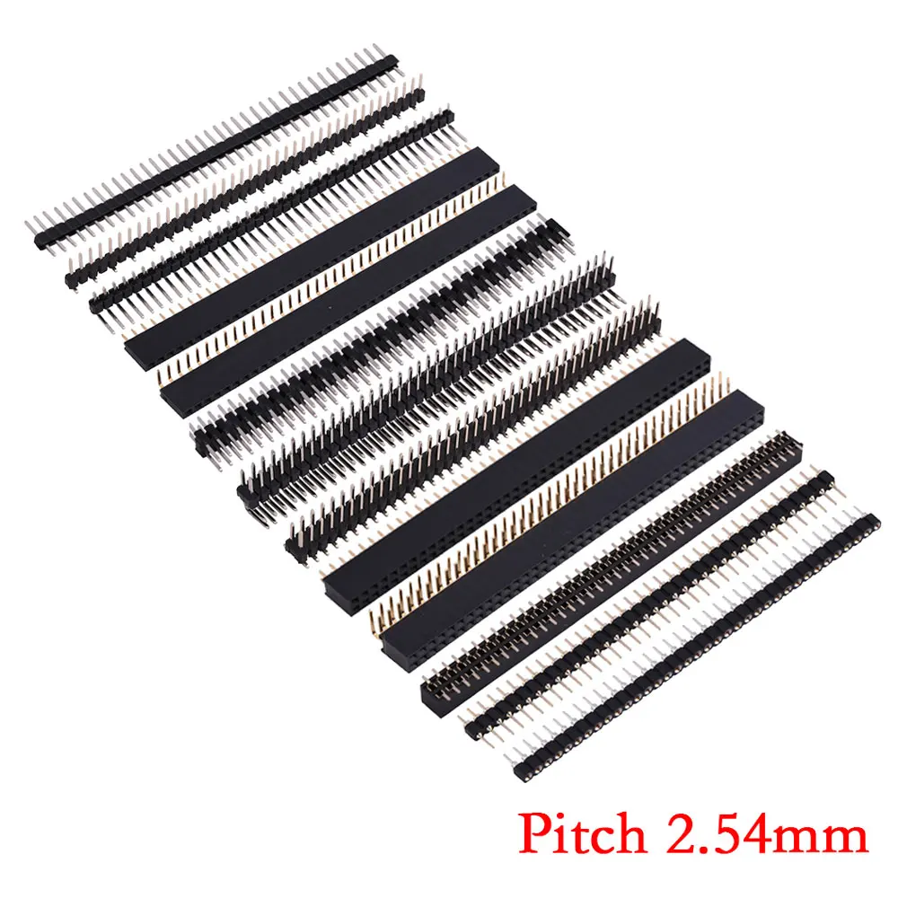 Pitch 2.54mm 1x40Pin 2x40Pin 80Pin Single Double Row Female Male Header Strip Right Angle SMT SMD Round Straight Connector