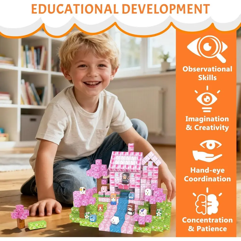 Ensemble de 300 cubes de construction magnétiques, jouets éducatifs STEM pour enfants, jeu sensoriel d'inspiration Montessori pour les 3 à 12 ans
