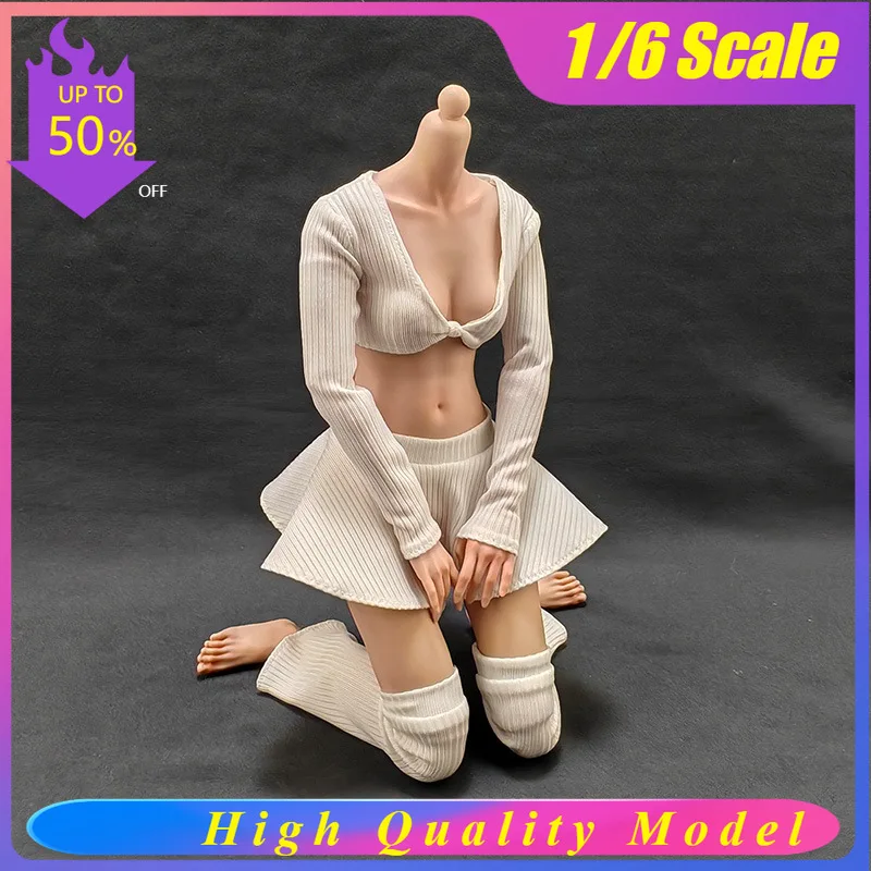 

1/6 Scale Toys Low Cut Sexy V-neck Top T-shirt Skirt Swimsuit Clothes Model for 12'' Action Figures Body Doll