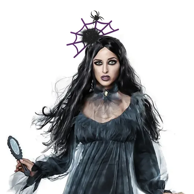 

European and American Halloween spider web headband big wool wool cloth small spider big ball festival dance headdress
