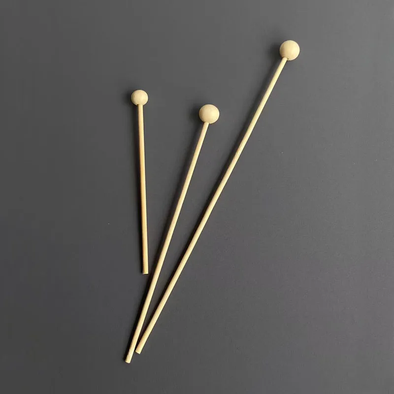 500pcs Wooden Sticks for Rock Candy Wood Stir Stick with Ball Cupcake Swizzle Sticks Drink Stirrer for Party Decoration