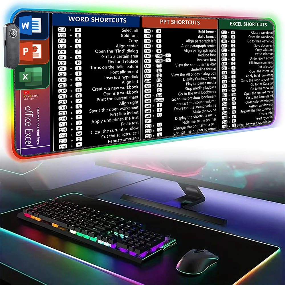 RGB Keyboard Shortcuts Mousepad Gaming Accessories Mouse Pad Large Mousepad Gamer Mouse Mat Game Speed Keyboards Pads Desk Mat