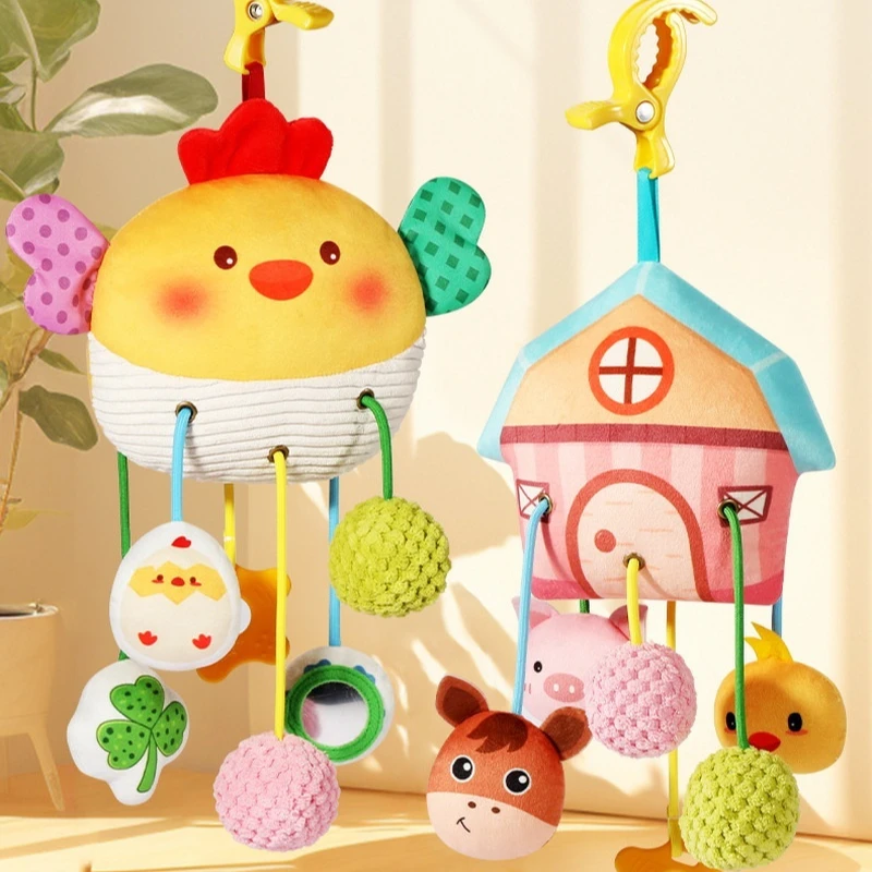 

100%Happymonkey Children'S Puzzle Toy Cart Mobile Suspension Bell Children'S Toy Brain Development Grip Strength Cute Animal Toy