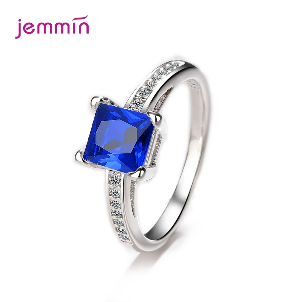 Pure 925 Sterling Silver Finger Rings for Women Classic Four Claws Clear CZ Wedding Promise Rings For Women Jewelry