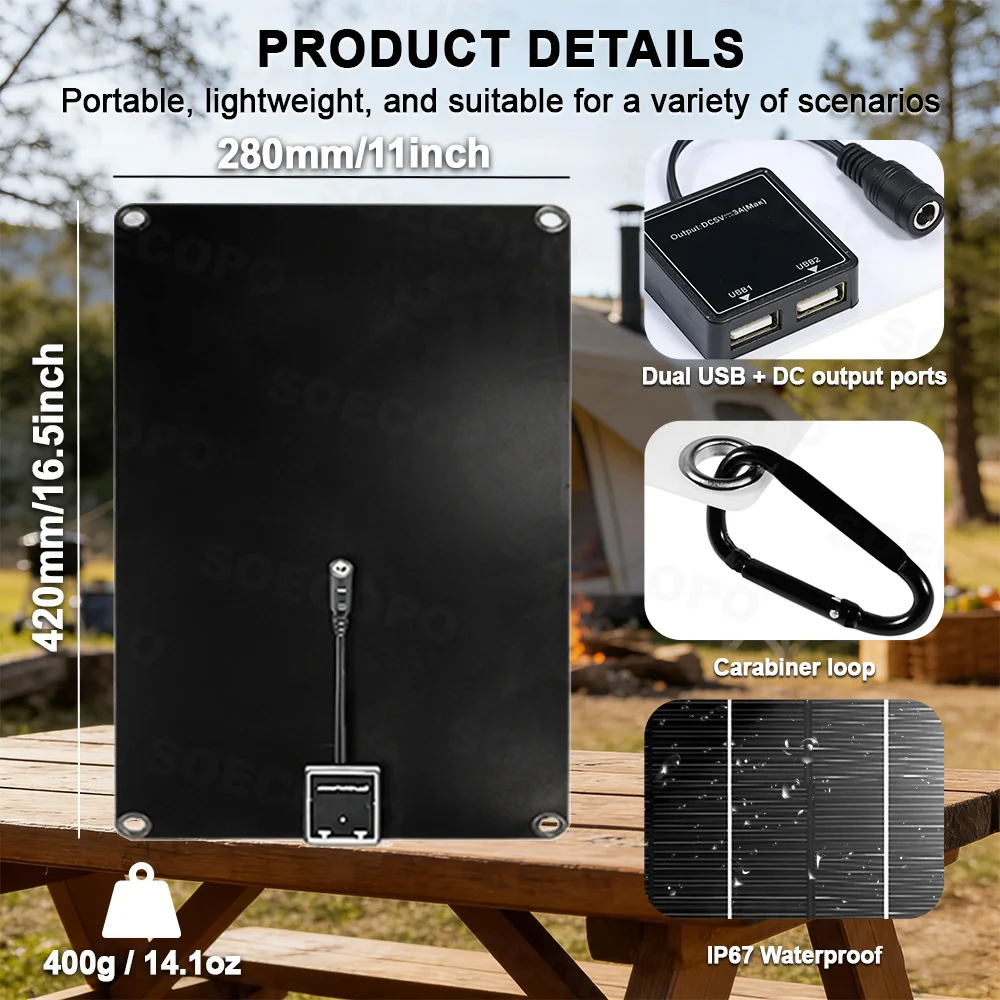 SOECOPO Solar System Kit 800W Rated Inverter 8000W Peak DC 12V To AC 220V PD3.0 36W QC3.0 18W MPPT Controller 800W Panel Set RV view 5