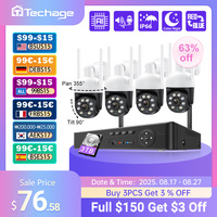 Techage H.265 8CH 4MP Video Surveillance Wireless System Set PTZ Security Camera Wifi NVR Kit Auto Tracking 2 Way Audio ONVIF