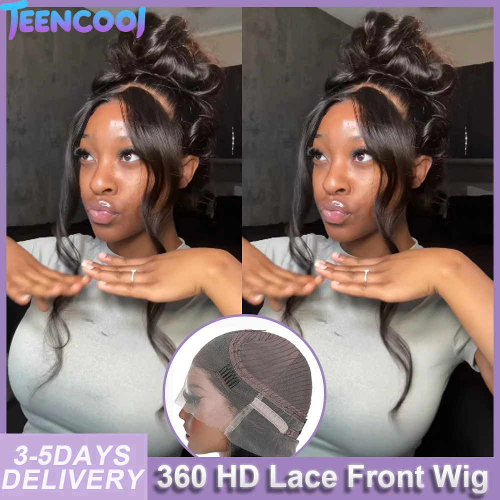

180% Density Body Wave 360 Lace Front Wigs Invisi Strap 20 22 24 26 28 30 Inches Brazilian Pre Plucked 360 Full Lace Wigs Human Hair Invisible Drawstring Frontal Wigs