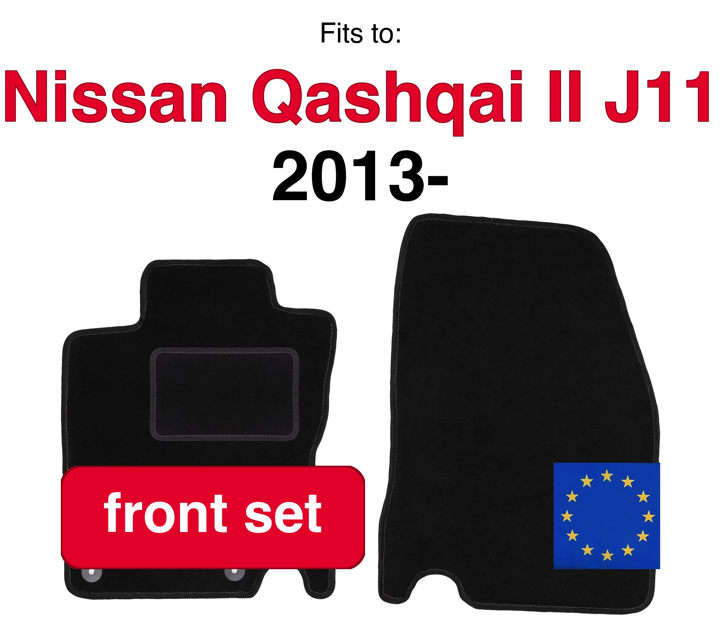 Dywaniki samochodowe welurowe przednie do Nissan Qashqai II J11 crossover (2013-) - czarne (2 szt.)