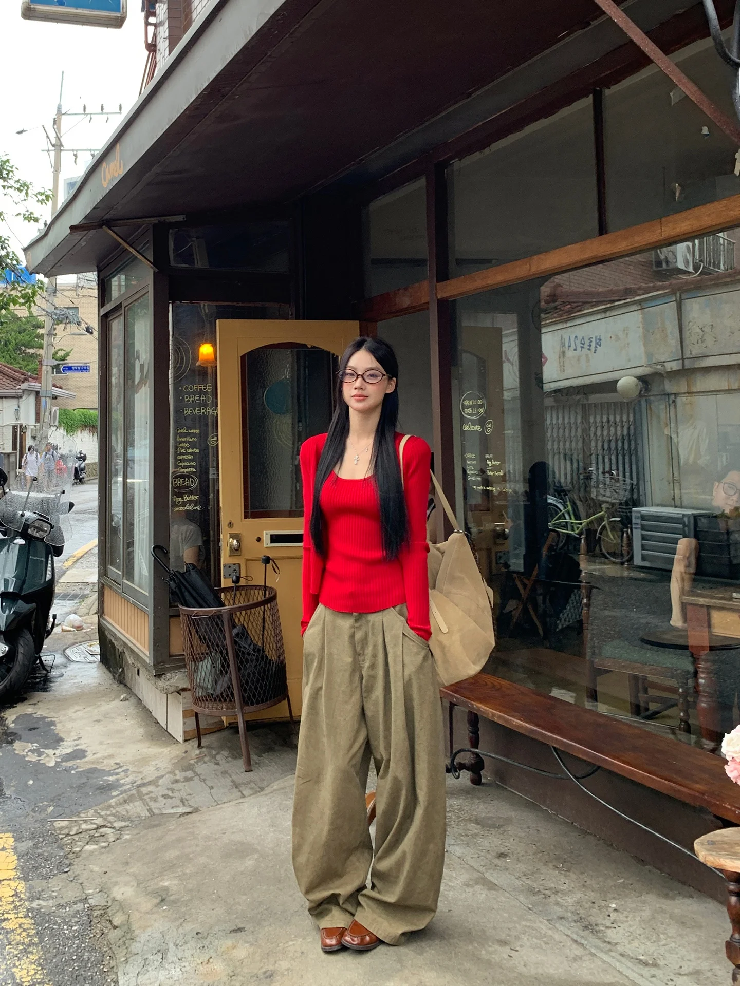 

Брюки женские джинсовые из чистого хлопка с высокой талией, широкими штанинами, свободного прямого кроя, цвет хаки, в американском стиле, осенняя новинка