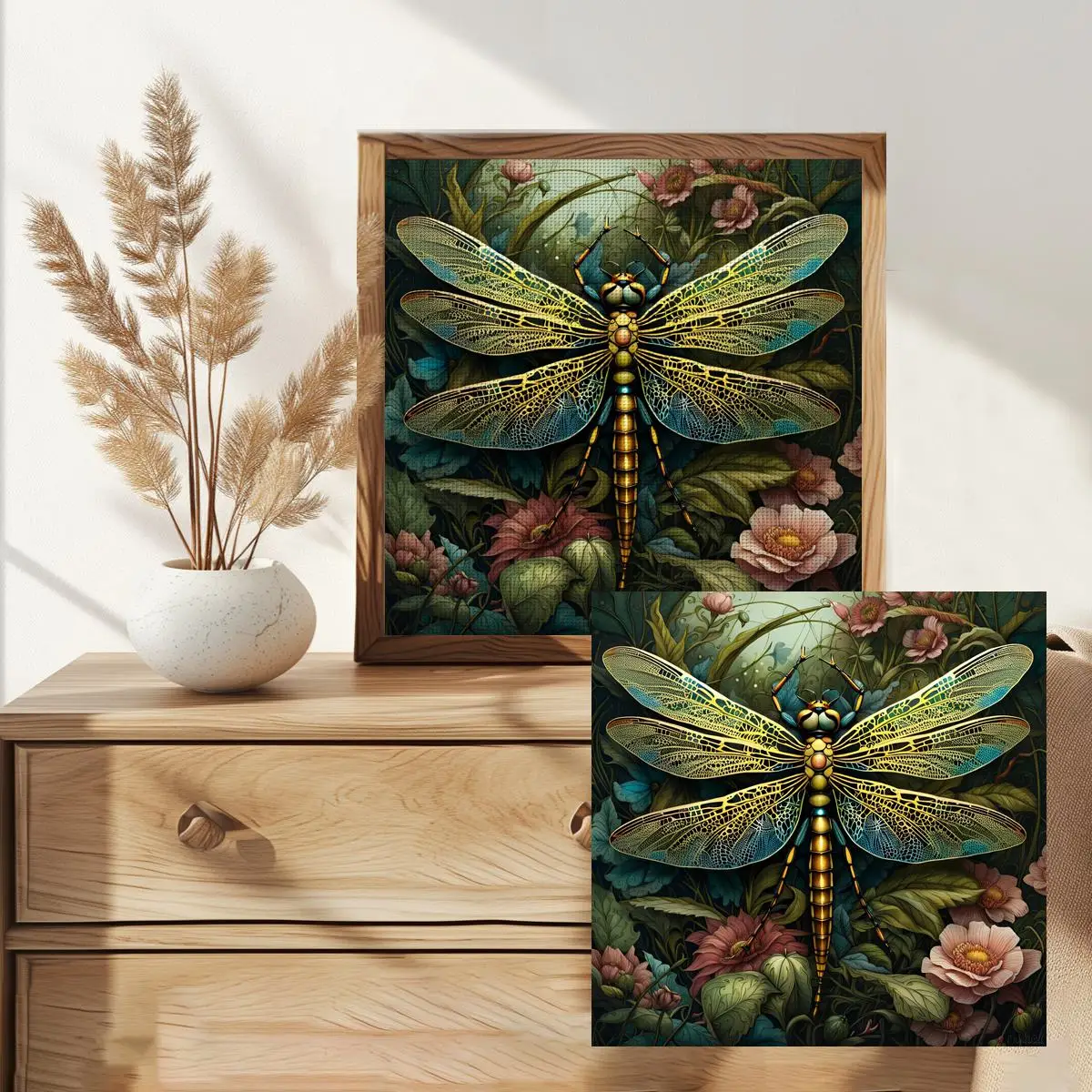 1 Stück 30x30 cm/11,8 Zoll Libellen-Stickerei-Set DIY-Kit 11/14/16CT DIY-Stickerei-Set DIY-Kreuzstich-Set Zubehör – Detail 2