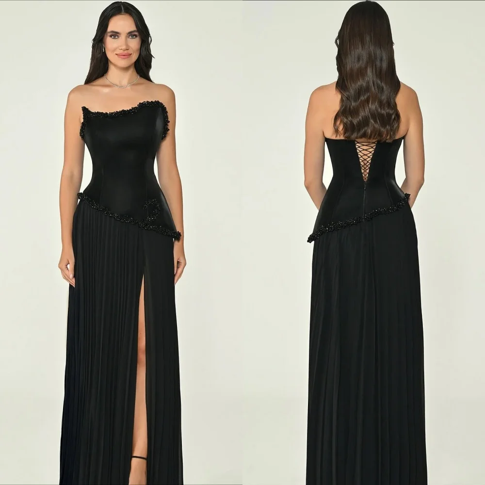 Personalizado intrincado beading lantejoulas a linha sem alças vestidos longos sob medida vestidos de ocasião estilo moderno tamanhos disponíveis retro