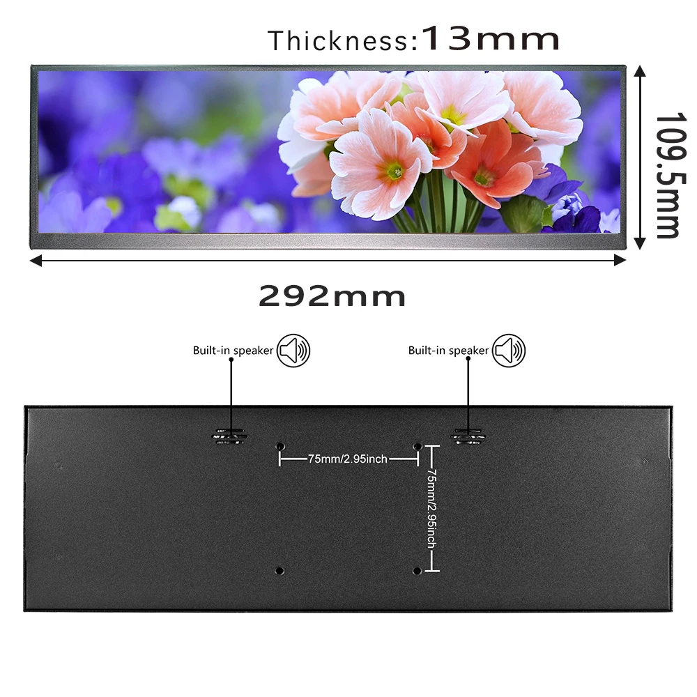 Imagem -04 - Monitor Touchscreen de 12.3 14.5 Polegadas Hdmi e tipo c 1920x720 2.5k Display Ips Barra Lcd Display de Temperatura do Computador Widescreen