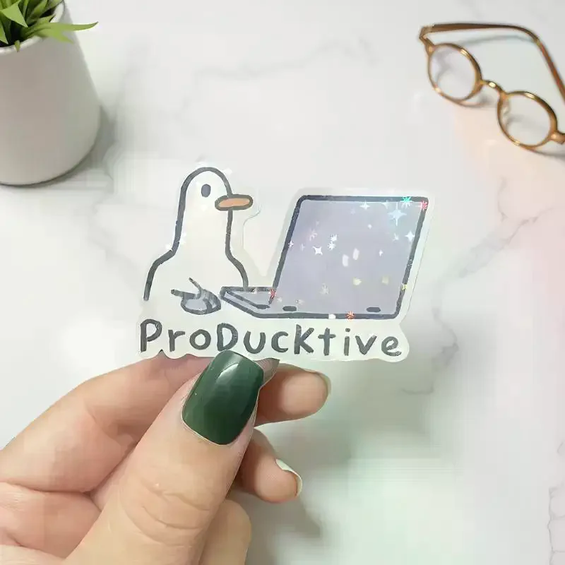 5Pcs Removable Laptop Waterproof Decals Cute Goose Laptop Stickers Notebook Computer DIY Decoration Gift For Adults