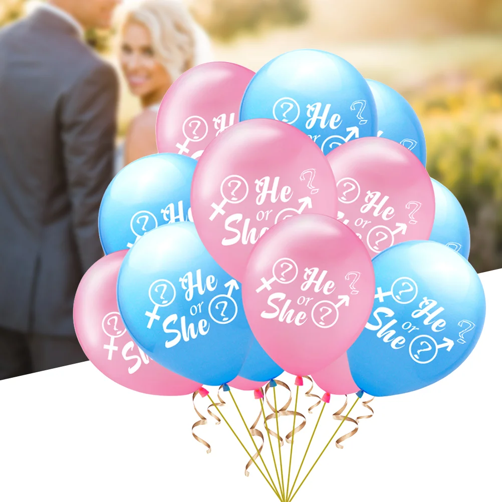 

15 Pcs Balloons Set He or She Gender Disclosure Balloons Decorative Latex Balloons Kit for Wedding Baby Birthday (Pink/Blue)