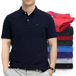 100% Cotton T-shirt Solid Color Men's Clothing Polo Shirt Short Sleeve Casual Polos Hommes Fit Summer Lapel Male Tops Tee