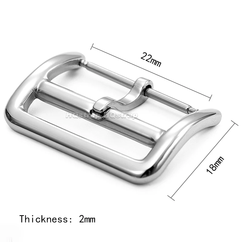 Stainless Steel Watch Buckle 12mm 14mm 16mm 17mm 18mm 20mm 22mm Metal Solid Square Clasp Polished Silver Rose Gold Black Button