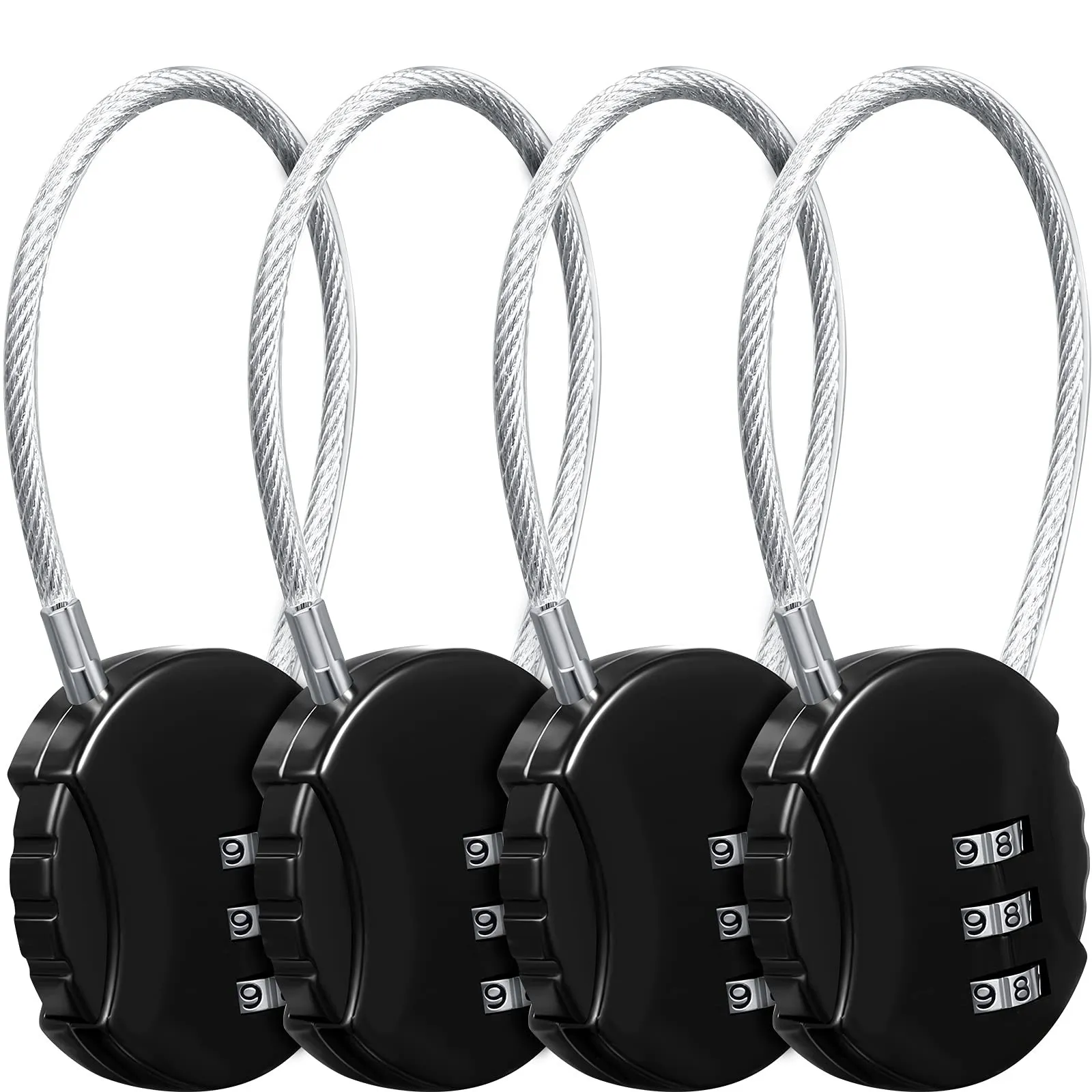 4 Pieces Combination Lock 3 Digit Outdoor Waterproof Padlock for School Gym Locker, Sports Locker, Fence, Toolbox, Gate