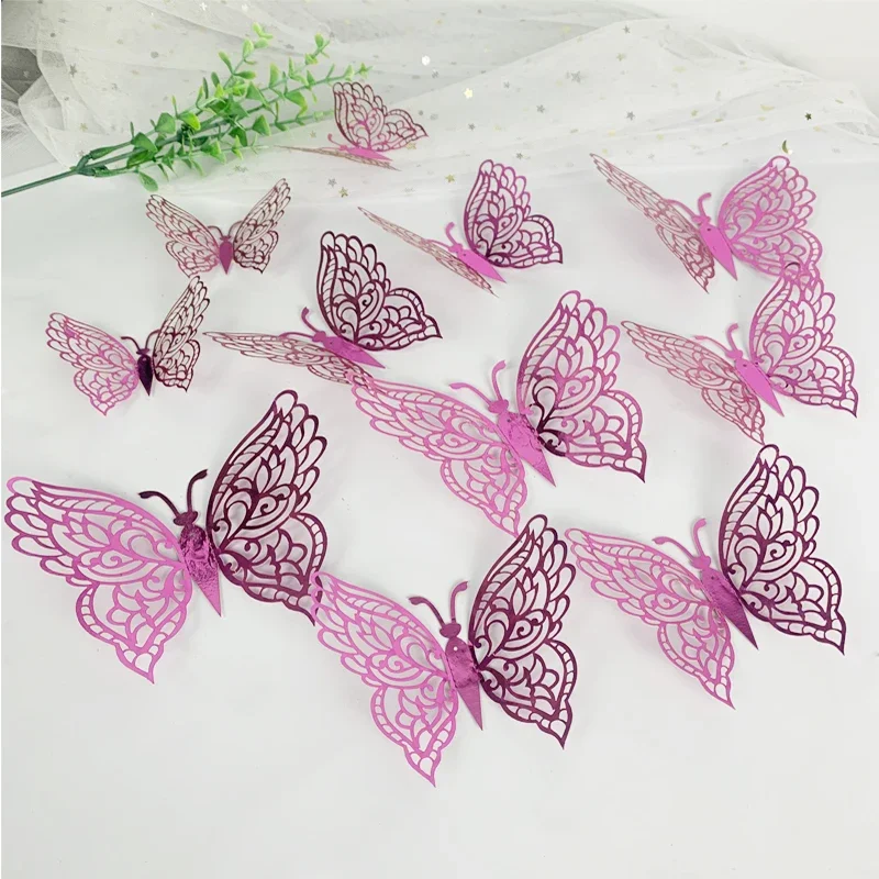 12pcs 3D Butterfly Wall Stickers Door for Children Room Kids Room Wedding Decoration of Bedroom Wall Art Living Room Decor