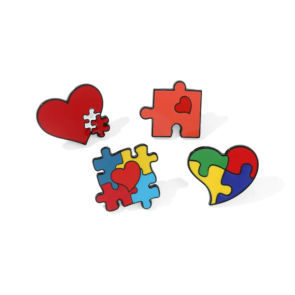

Autism Awareness Badge ASD Pin Rainbow Puzzle Ribbon Heart Puzzle Brooch Support Gift for Children