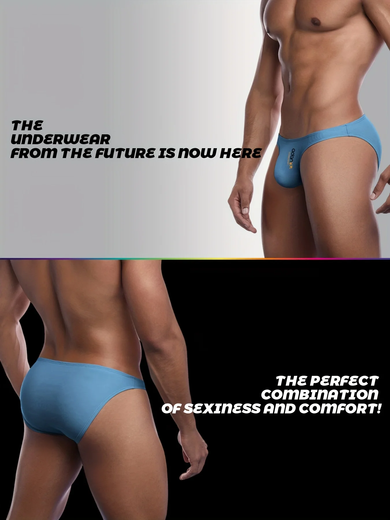 1 pièces ADANNU slips à fourche haute respirant hommes Ultra-mince taille basse slips séchage rapide sport Bikinis Simple couleur unie