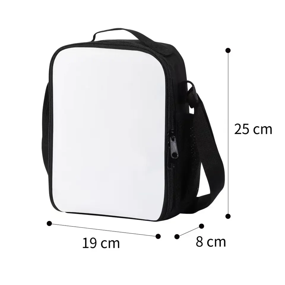 Sublimation Blank Insulate Lunch Box Bag Cooler bag Dinner Container School Food Storage Bag For Man Women Kids with Shoulder