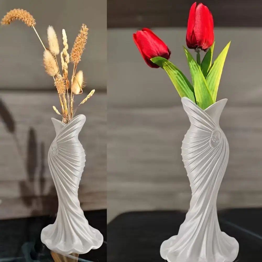 Gown-Shaped 3D Printed Flower Vases Twisted Design Minimalist-Style Elegant Dress Vase Flower Arrangement Decorative Vase