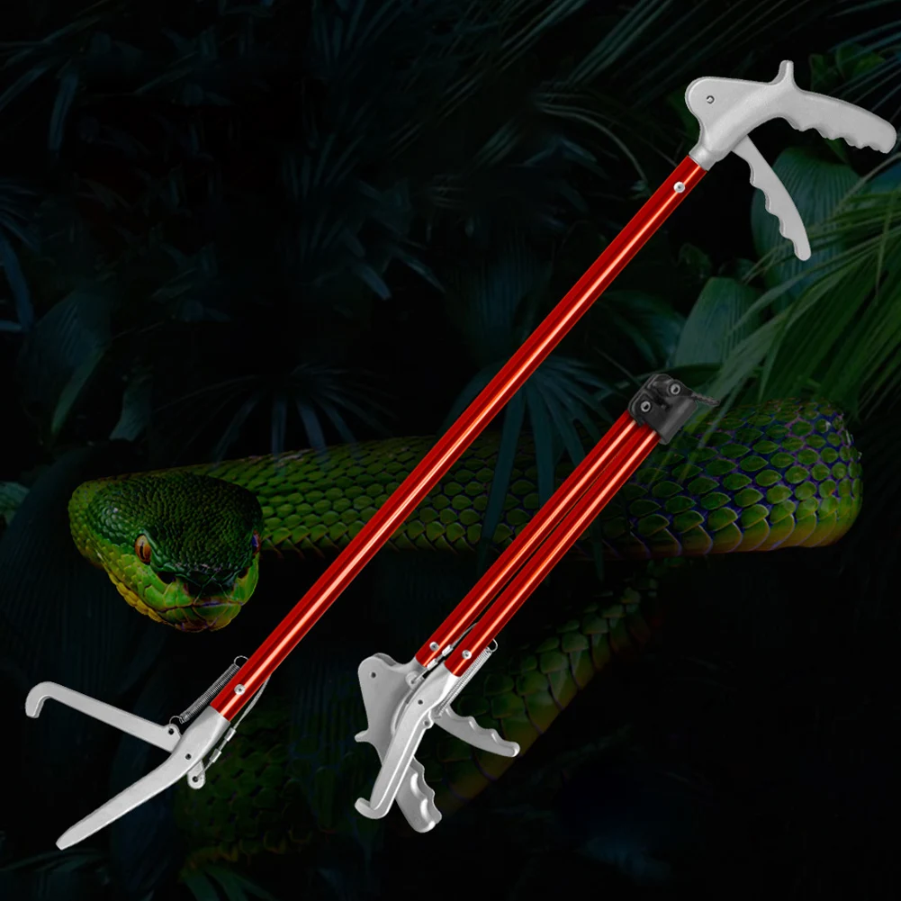 70CM Snake Clamp Without Lock Tong Reptile Catcher Foldable Without Lock Ergonomic and Nonslip Handle Red