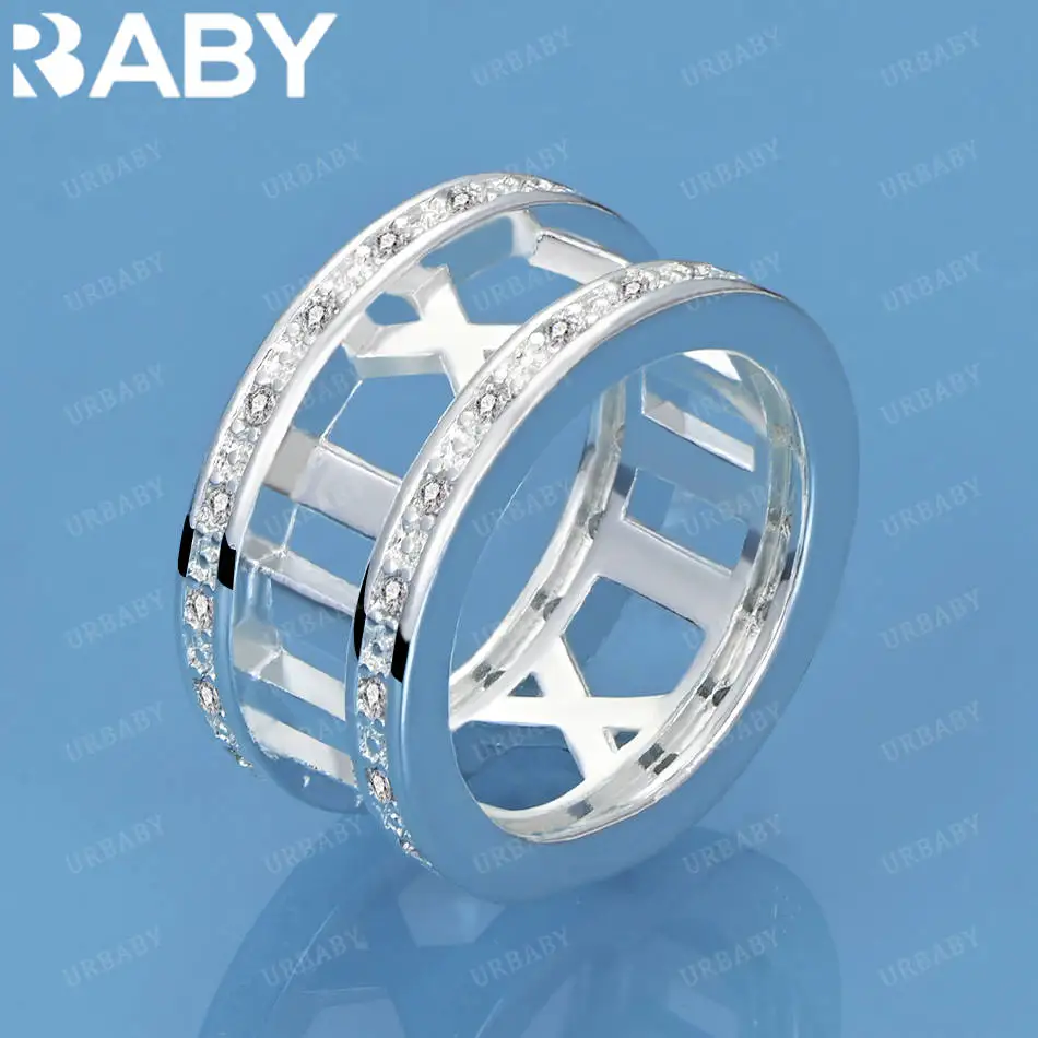 

URBABY 925 Sterling Silver Size 5-10 Zircons Roman Numerals Ring For Women Men Fashion Jewelry Charm Noble Wedding Accessories