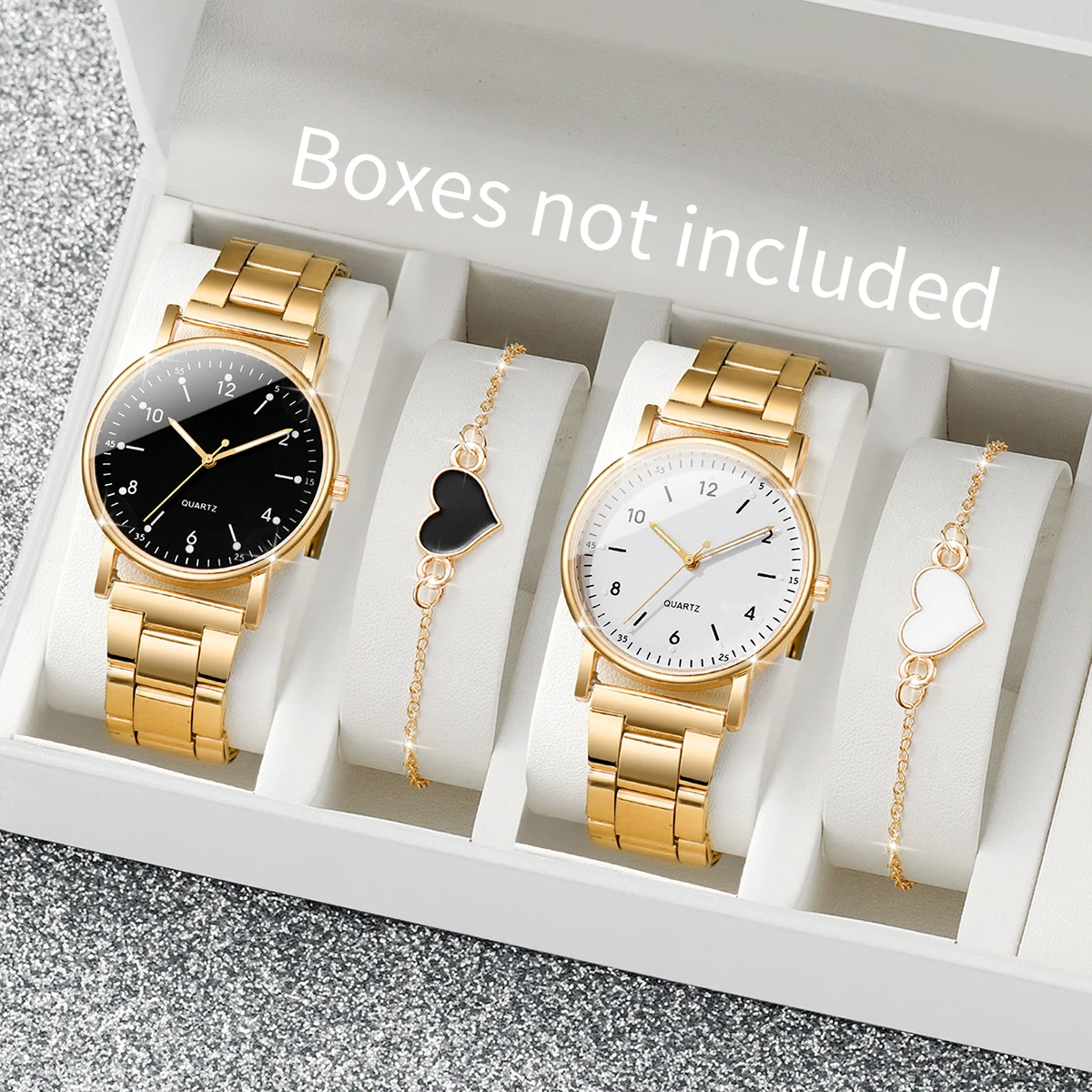 2/4 Stück modische Damenuhren mit arabischem Zifferblatt, einfache Quarz-Armbanduhr mit Armband-Set, Reloj Mujer (ohne Box)