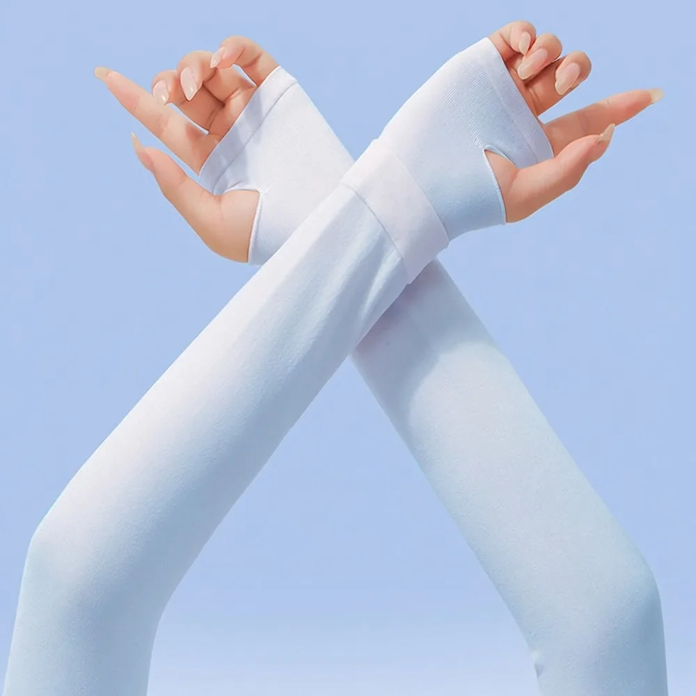 Fashion Ice Silk Sunscreen Sleeves UV Protection Thin Sun Protective Sleeve Cooling Arm Cover Universal