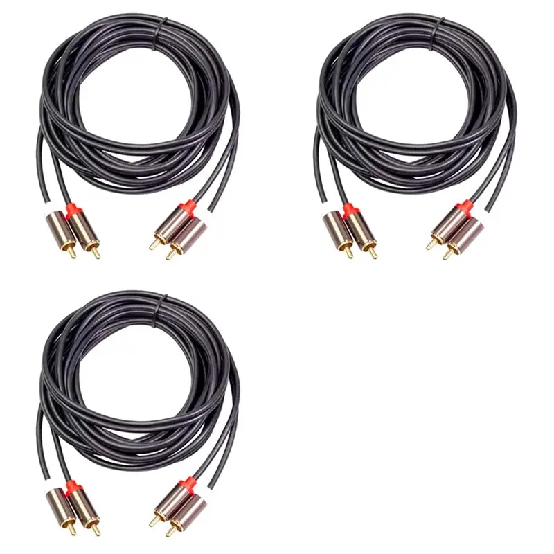 【PUBLICITY】3X 2RCA To 2 RCA Male To Male Audio Cable Gold-Plated RCA Audio Cable For Home Theater DVD TV CD Amplifier Sound Box