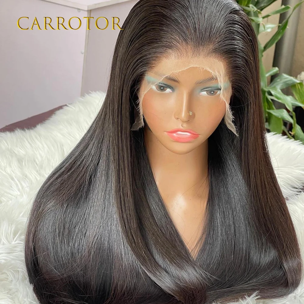 360 Full Lace Wig Human Hair Pre Plucked Natural hairline Bleached Knots 180% 250% Density Straight Human Hair Wig Ready To Go