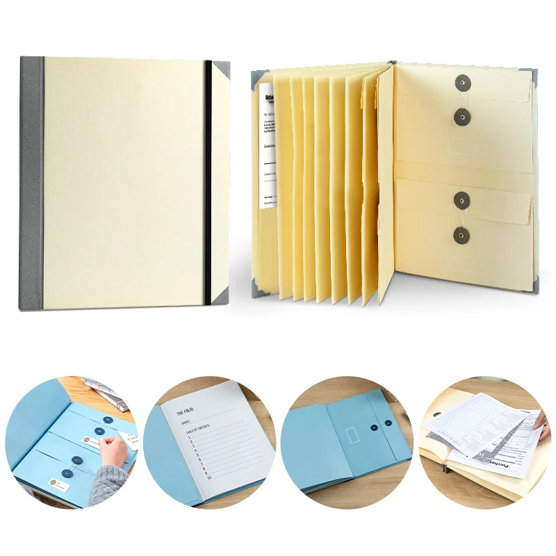 Large Capacity Expanding File Storage Holder Simplicity Waterproof Binder Manila Pocket Folder Bellows Bag