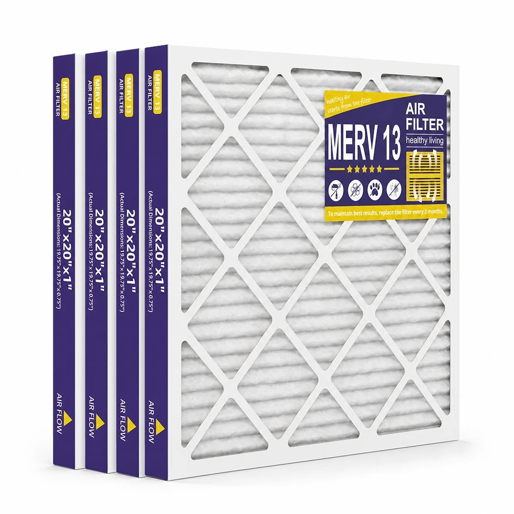 Air Filter 19.75x19.75x0.75, MERV 13 AC Furnace Filter, Pleated 3-Month Allergy Relief, 2-Pack/4-Pack Replacement for Home HVAC