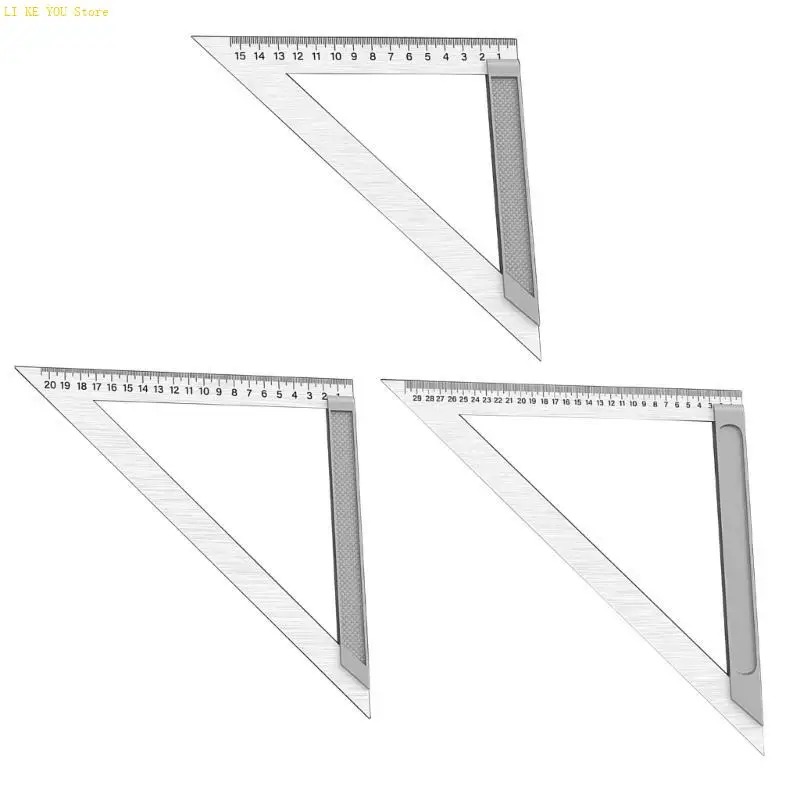 W3JE Stainless Steel Triangles Ruler 150mm/200mm/300mm Measuring Tool Protractors for Engineers Architects Students Enthusiasts