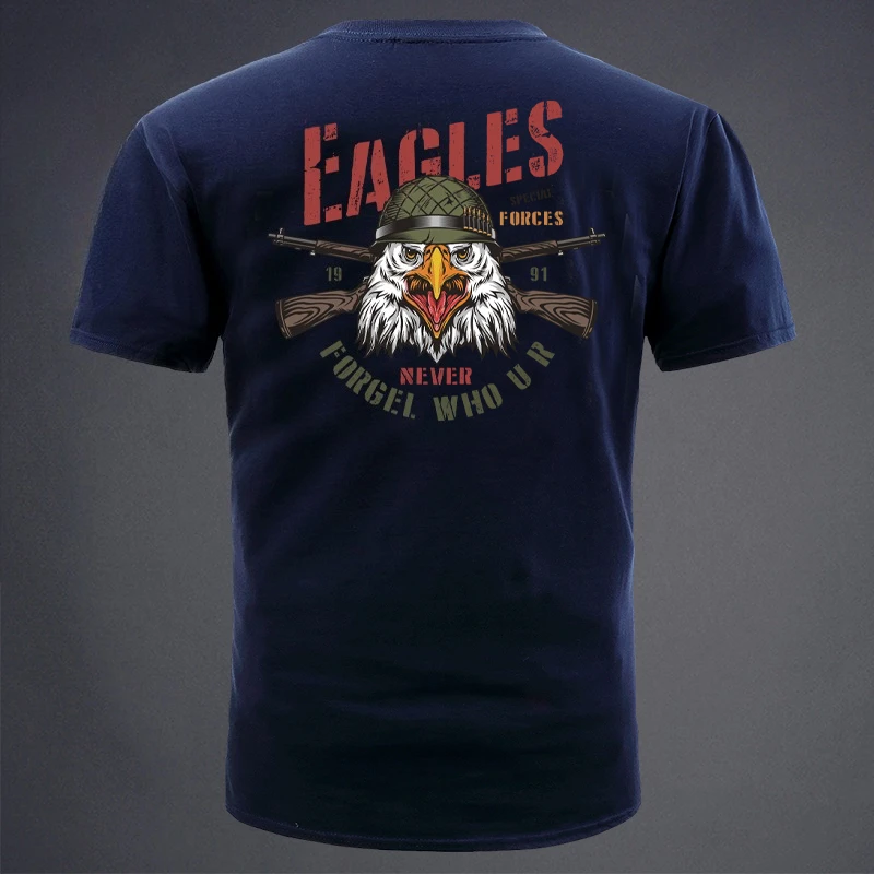 Summer New Club-themed Hunting Series Eagle Head Sniper Round Neck Short-sleeved T-shirt Military Enthusiast Short-sleeved
