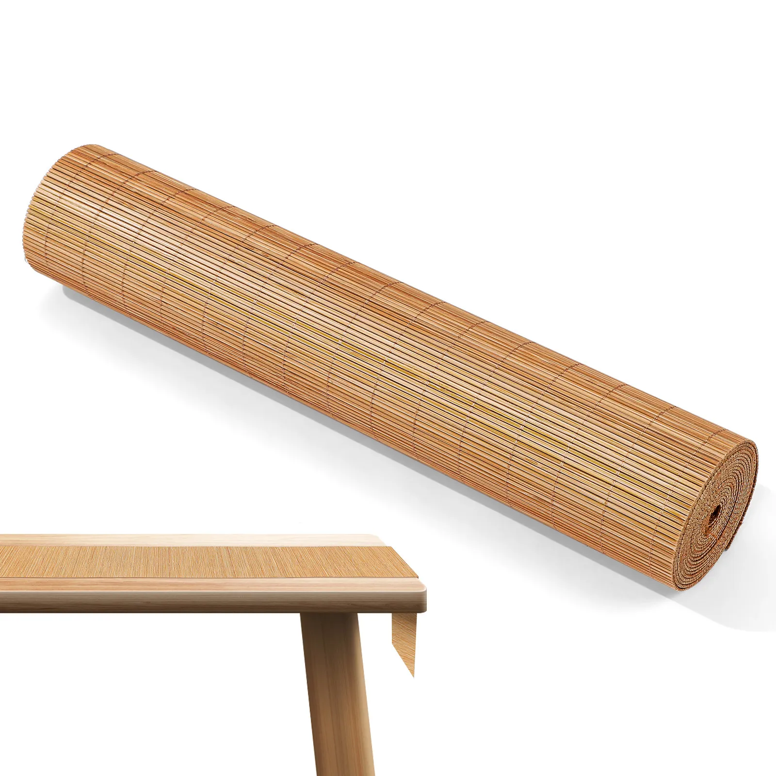 Cuttable Wide Bamboo Table Runner Dining Mat Tea Mat Roll Tablecloth for Kitchen Party Outdoor Use Bamboo Placemat